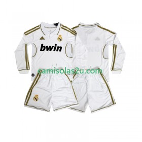 Camisolas de futebol Real Madrid 2011 2012 Retro Criança Equipamento Principal Manga Comprida